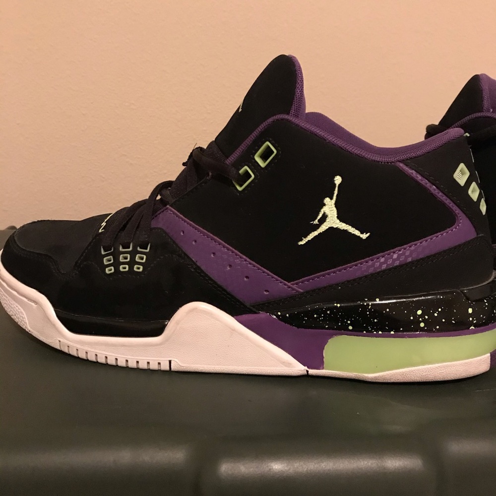 Black Jordan’s with purple and lime green accents